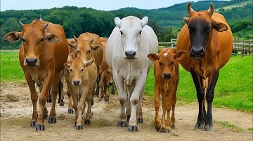 Kawanan Sapi Jinak Yang berkeliaran di jalanan kampung, Suara Sapi Moo, Sapi lucu pulang ke kandang