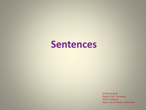 English Grammar Lecture 5: Sentences