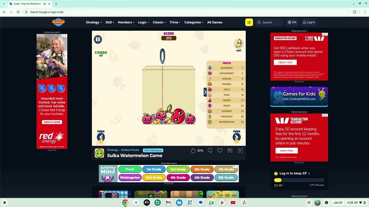 I played cool math games and combined fruits