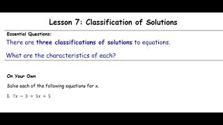 G8M4 Lesson 7 on Classification of Solutions