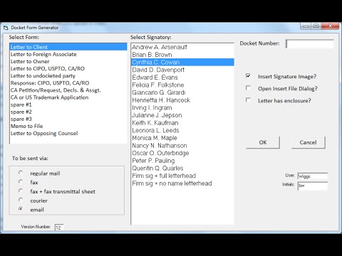 Forms generator for CPI docket systems (demo)