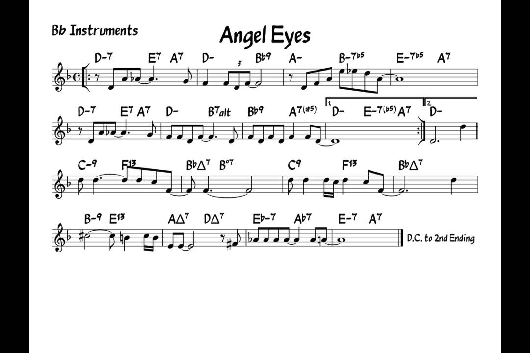 Angel eyes - Play along - Bb version 