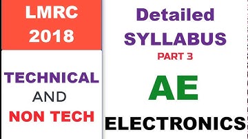 LMRC ELECRONICS SYLLABUS assistant manager ||| LMRC 2018 full detailed syllabus video series