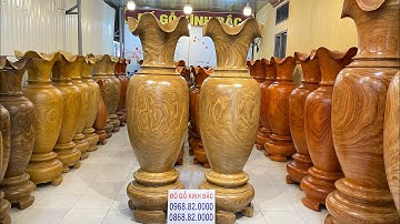 SIÊU KHỦNG ĐÔI LỌ LỘC BÌNH PHONG THUỶ GỖ CẨM CAO 2m đk 62 hàng nguyên Khối cực chất