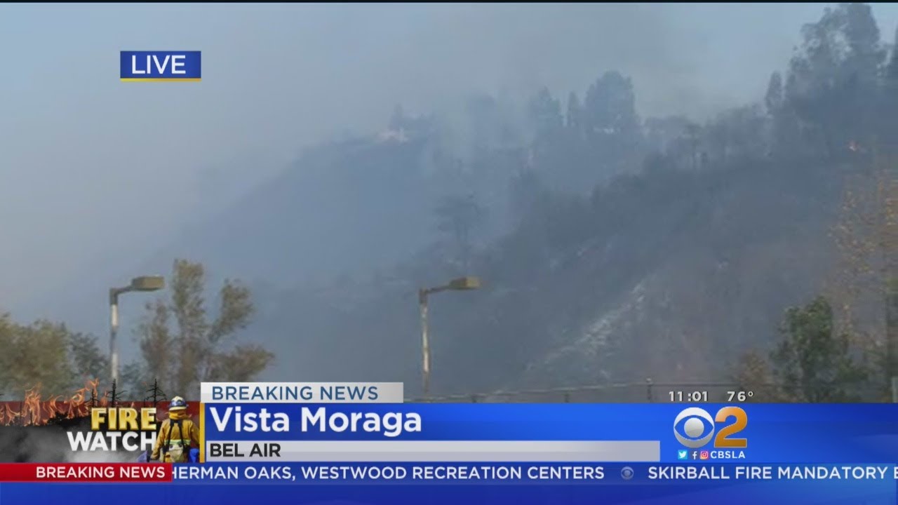 Firefighters Battling To Save Bel Air Homes Before Winds Kick Up - YouTube