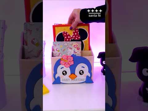 Como Fazer um Organizador de Mesa REAPROVEITANDO CAIXA 🐧