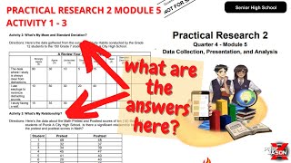 Practical Research 2 Module 5 Activity 1 - 3 Answer Key Mean Standard Deviation Pearson R