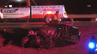 Car Demolished In Major Multi Vehicle Accident I-17 - November 9, 2021