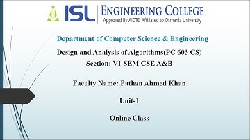 LECTURE 1 Introduction to Algorithm CSE DAA