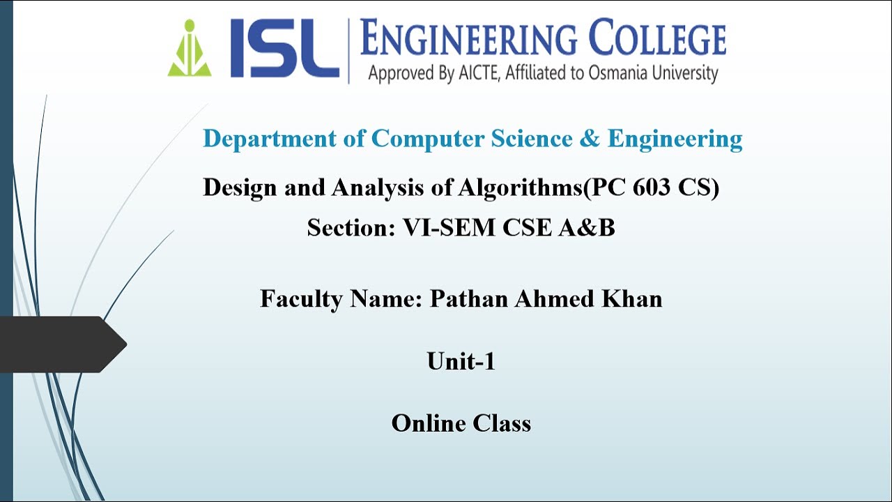 LECTURE 1 Introduction to Algorithm CSE DAA - YouTube