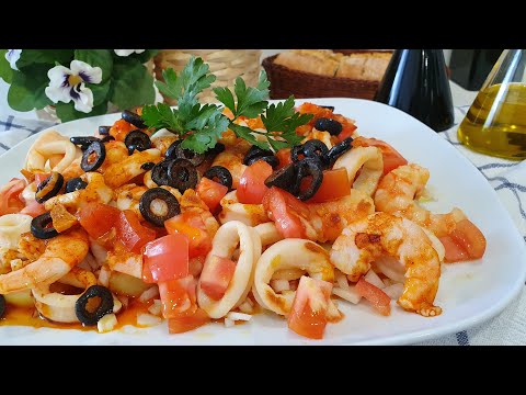 Video: Ensalada Tibia Con Gambas Y Fideos