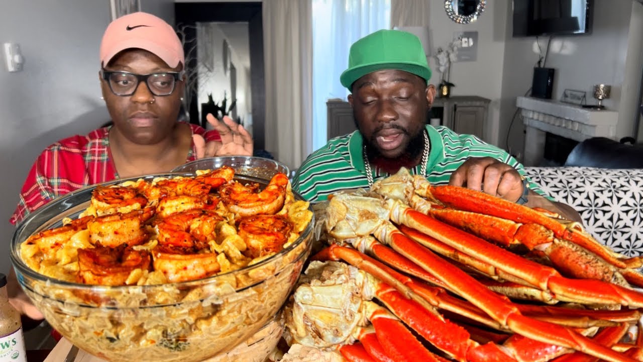 My HUSBAND Addresses HATE COMMENTS || RASTA PASTA JERK SHRIMP PASTA || SNOW CRAB LEGS || MUKBANG ||