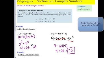 MATH 1111 Section 1.4 - Complex Numbers
