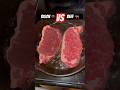 Bison vs Beef steak comparison Side by side New York strips bison beef steak shorts mp3