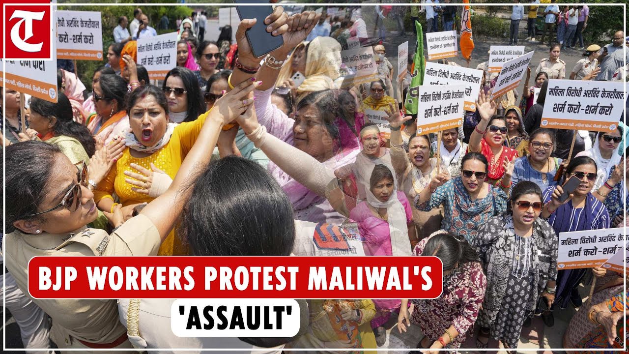 BJP women workers stage protest near Delhi CM’s residence over assault allegations of Swati Maliwal
