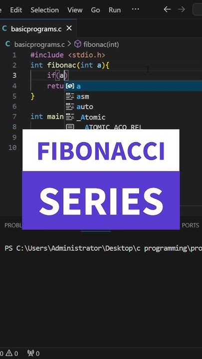 Fibonacci series using recursion in "C" #youtubeshorts #python #coding ...
