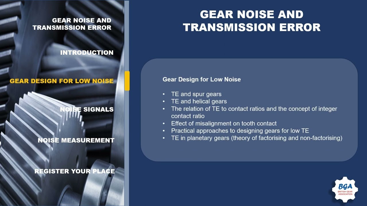Gear Noise and Transmission Error - Gear Training from the British Gear Association