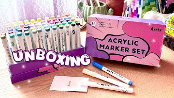 Unboxing the new acrylic marker set🎁 Arrtx acrylic marker set 60 anime colors🎨 asmr calm music