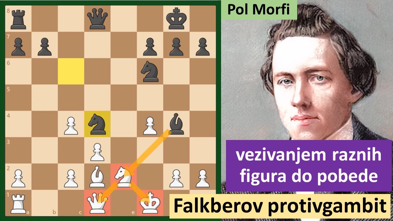 Paul Morphy - vezivanjem raznih figura do pobede - kraljev gambit (Falkberov protivgambit)