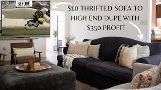 How to Dye a Sofa Cover Using Rit Dye // Thrift Flip // Covering Sofa Stains with Dye