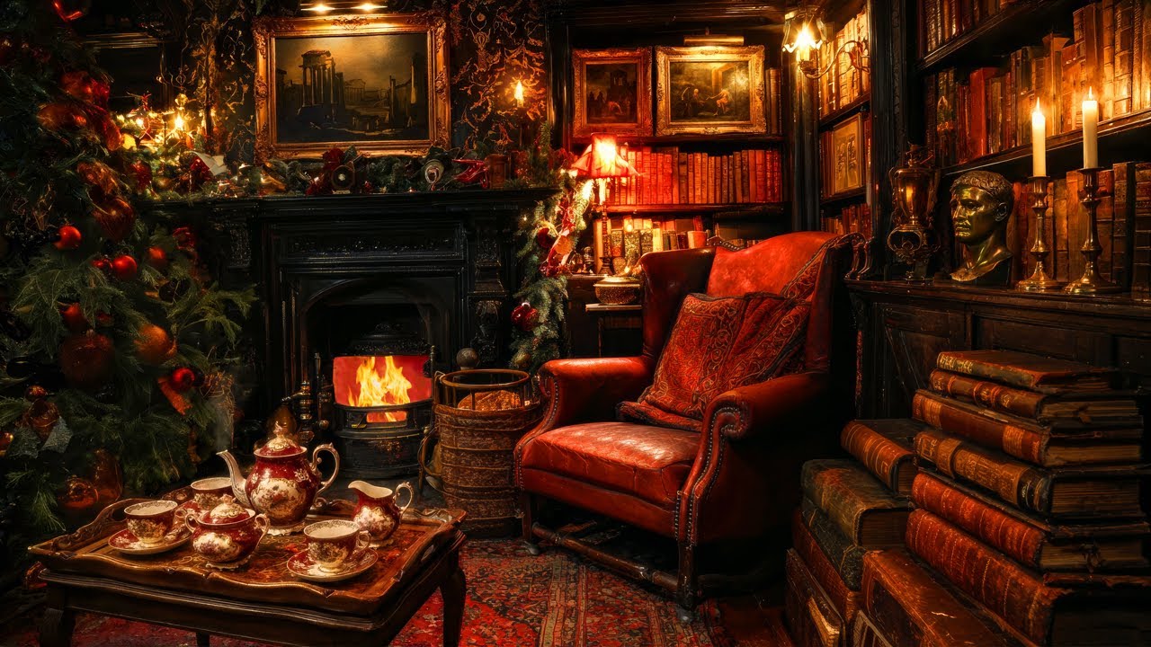 A Victorian Christmas Ambience by the Fire: Candles, Books & Tea | 8 Soothing Hours of Relaxation