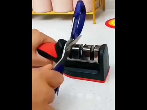 Точилка для ножей и ножниц 4-в-1 ручная кухонная, видео 1
