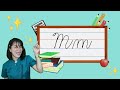 Learning cursive writing letter mm