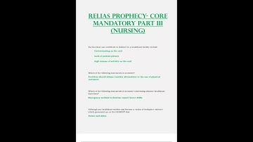 Relias Prophecy   Core Mandatory Part III Nursing Latest 2023   2024; All Correct & Verified 100%