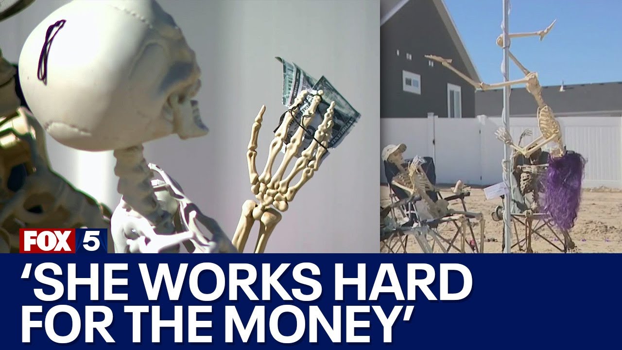 Skeleton Strip Stripper skeleton Halloween display wreaks havoc | FOX 5 News - YouTube