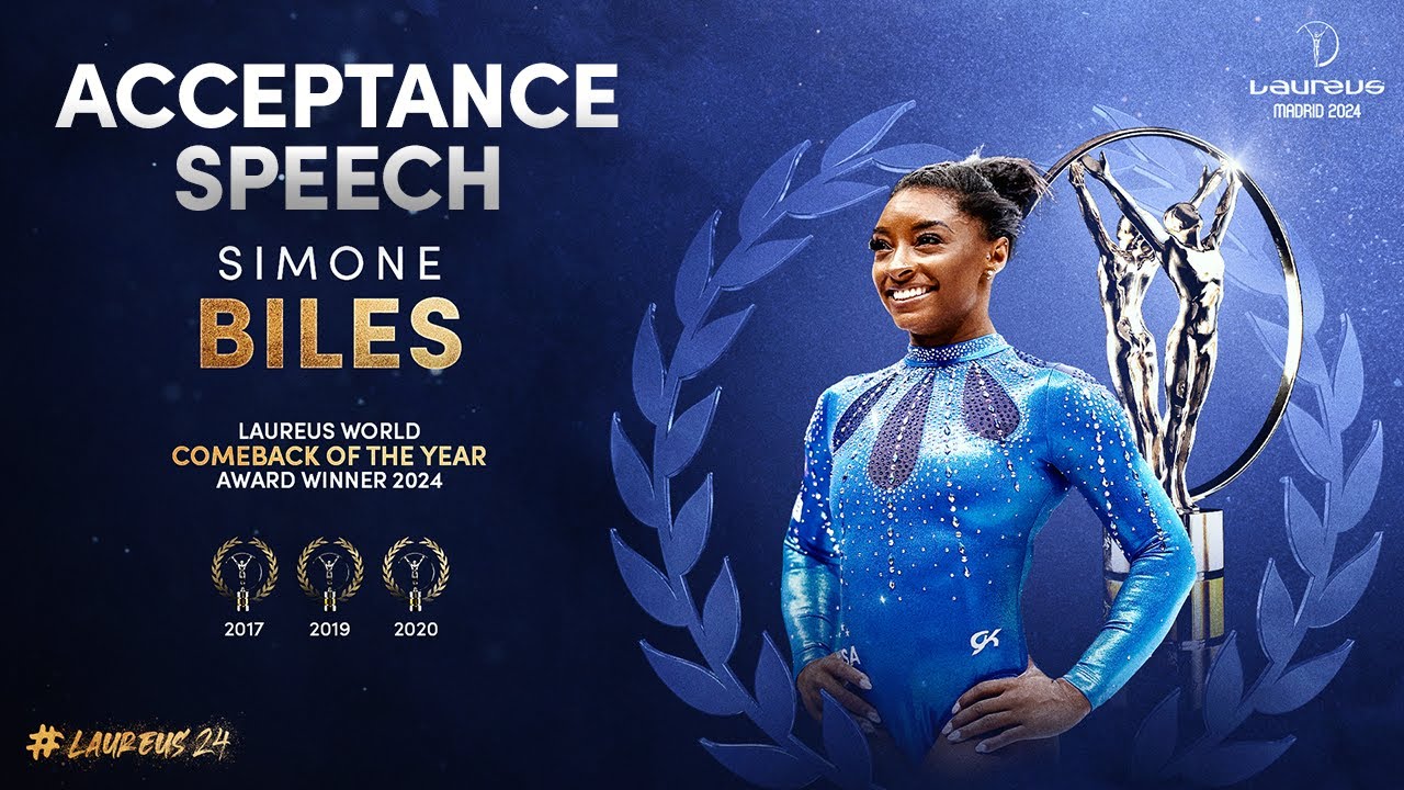 Simone Awore Simone Biles receives Laureus World Comeback of the Year Award - YouTube