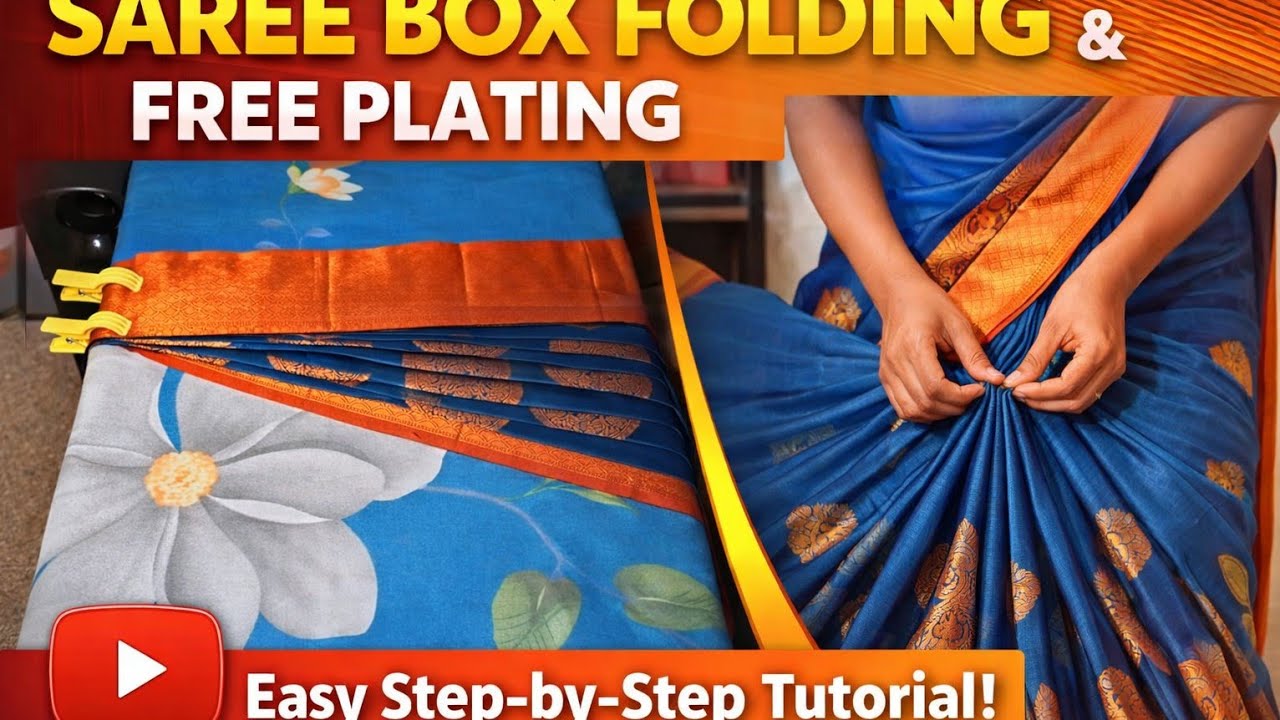 🥰sareedraping tutorial👌|easysareefreeplating bigners /sareeboxfolding#@chaitra-06#@chaitra chaithu06