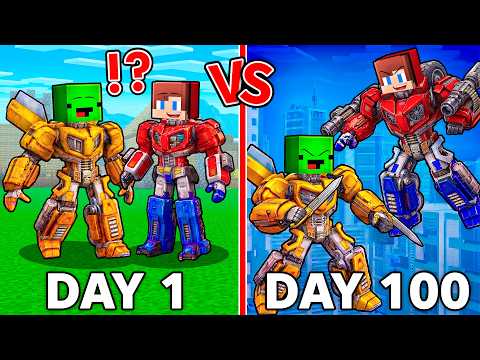 JJ and Mikey Survive 100 DAYS as TRANSFORMERS in Minecraft ! - Maizen