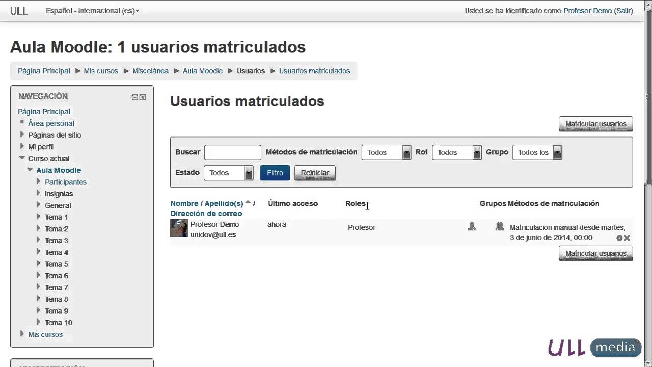 mooch MOOC Moodle. Módulo 2.4: Asignar roles en el aula virtual
