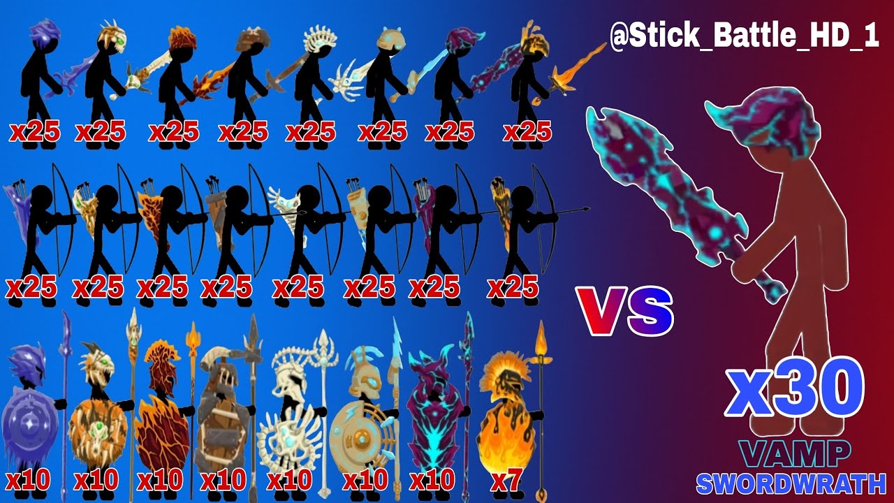 Mixed Army vs Vamp Swordwrath x30 | Stick War Legacy Night Battle 🧛‍♂️🔥