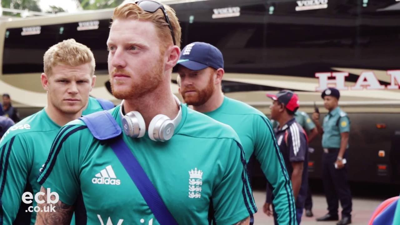 On the team bus as England head to training in Bangladesh