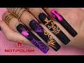 Glow Effects Nail Art I Halloween Nail Designs I Long Square Acrylic Nails ( Start to Finish)