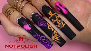Glow Effects Nail Art I Halloween Nail Designs I Long Square Acrylic Nails ( Start to Finish)