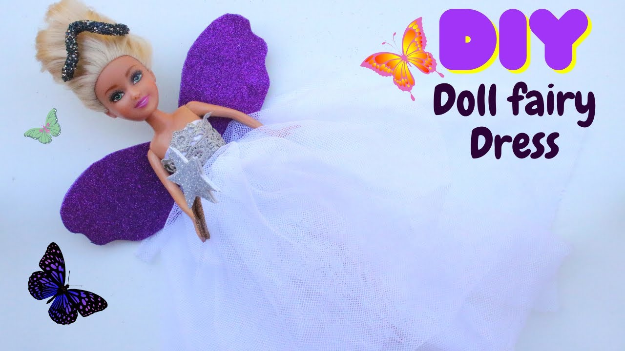 How To Make Doll fairy Dress //Diy barbie dress // handmade fairy Dress