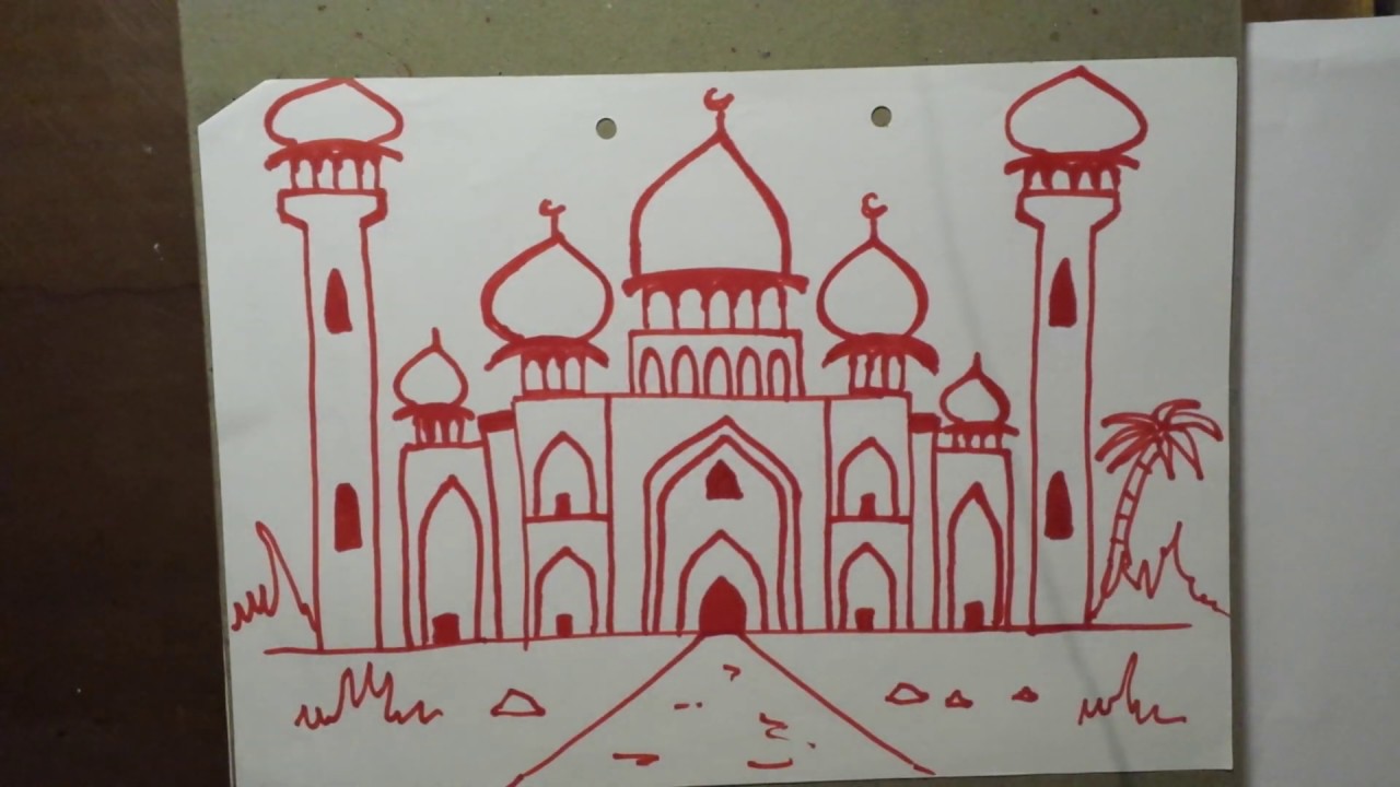 How to draw a beautiful looking mosque - YouTube