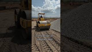 Compaction on subgrade bed.Riad work