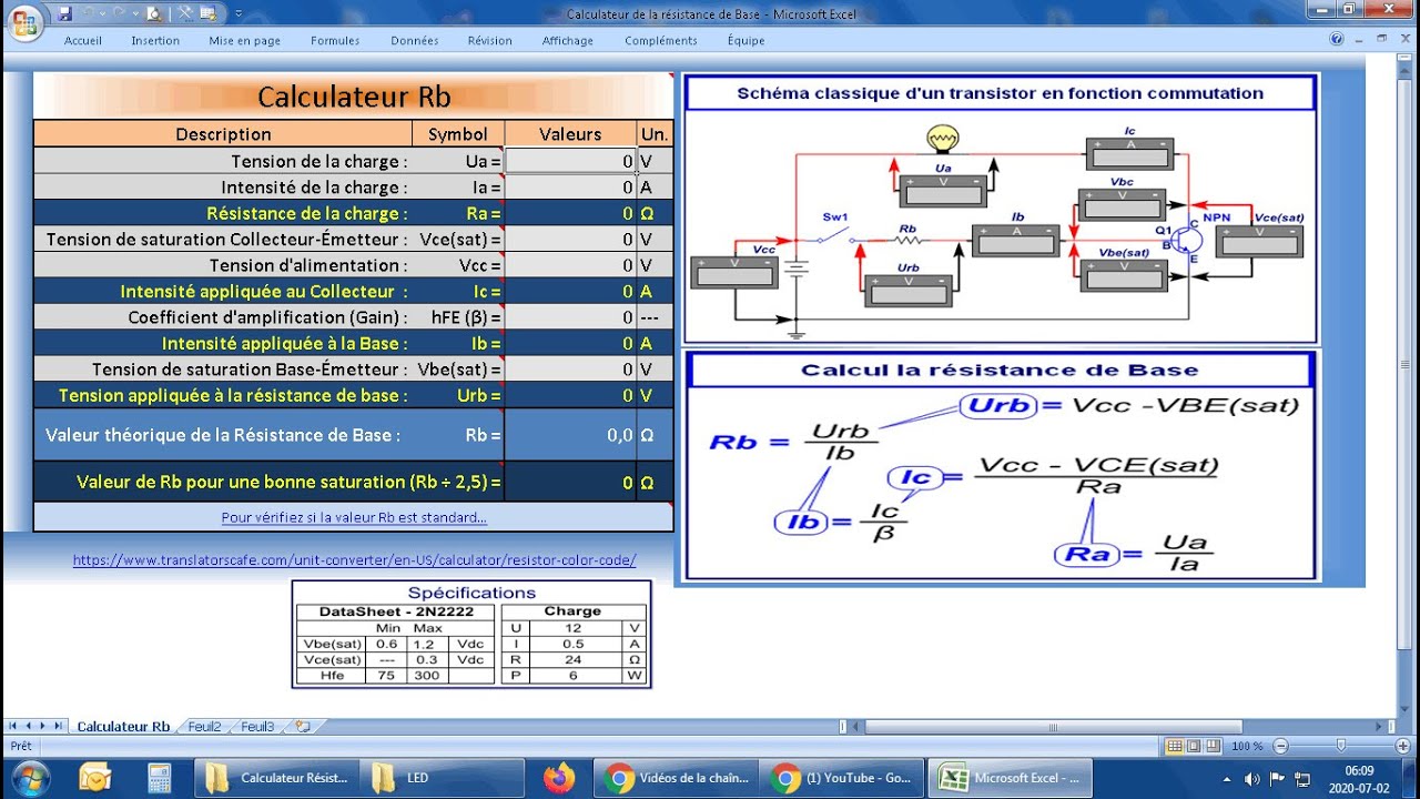 Comment calculer la résistance de base d'un transistor bipolaire en