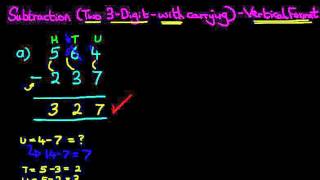 Subtraction (Two 3-Digit Numbers [with carrying]) - Vertical Format