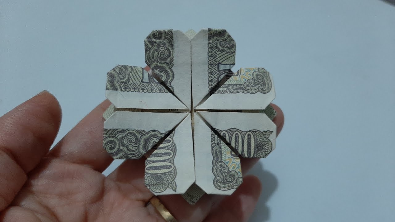 V002 | Origami | Cách Gấp Cỏ 4 Lá Bằng Tiền | Đôi Tay Xinh - YouTube