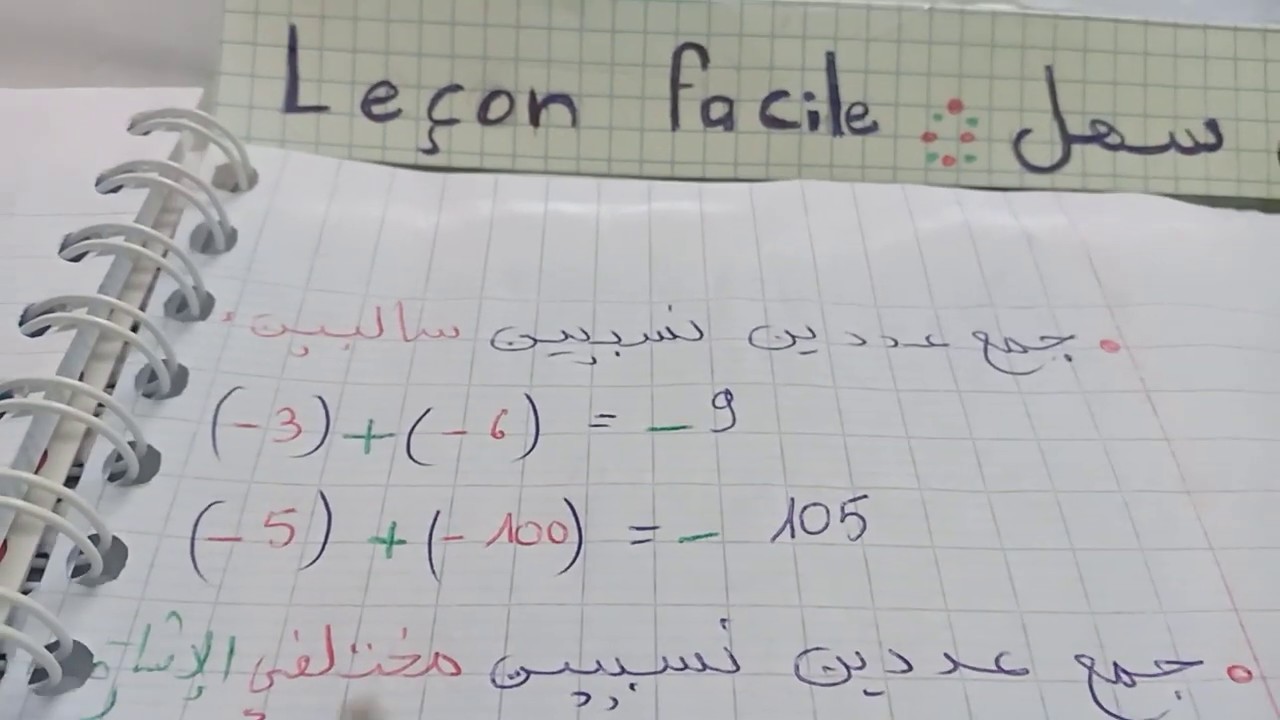 الاعداد  النسبية    و علميات  الجمع  و  الطرح   رقم  2  للسنة  2  متوسط