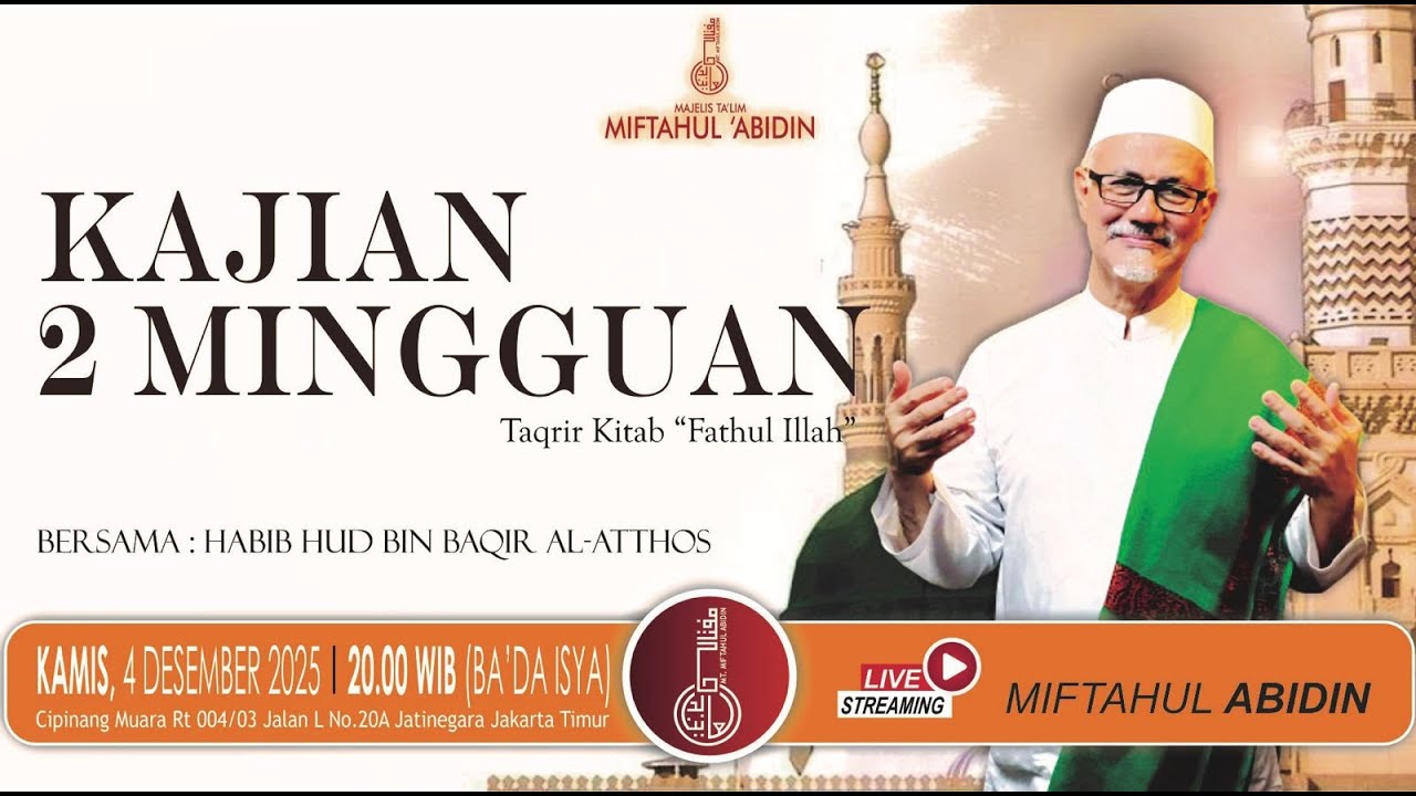 🔴Live | kajian rutin 2 minggu. kamis malam Takrir Kitab fathul illah 
bersama Habib Hud Bin Baqir A