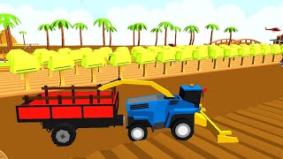 Blocky Forage Plow Farming Harvester : 3 Fields Simulator Mobile 2020 screenshot 3