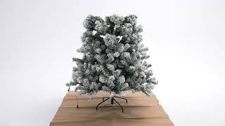 Prelit Snow Flocked Artificial Full Christmas Tree with 11 Light-Modes for Home, Party Decoration