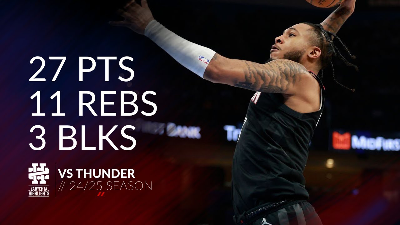 Cam Whitmore 27 pts 11 rebs 3 blks vs Thunder 24/25 season