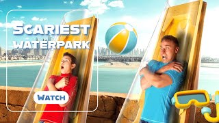 World’s Scariest & Largest Water Park | Aquaventure Waterpark Dubai Zip-line & Slides through Sharks