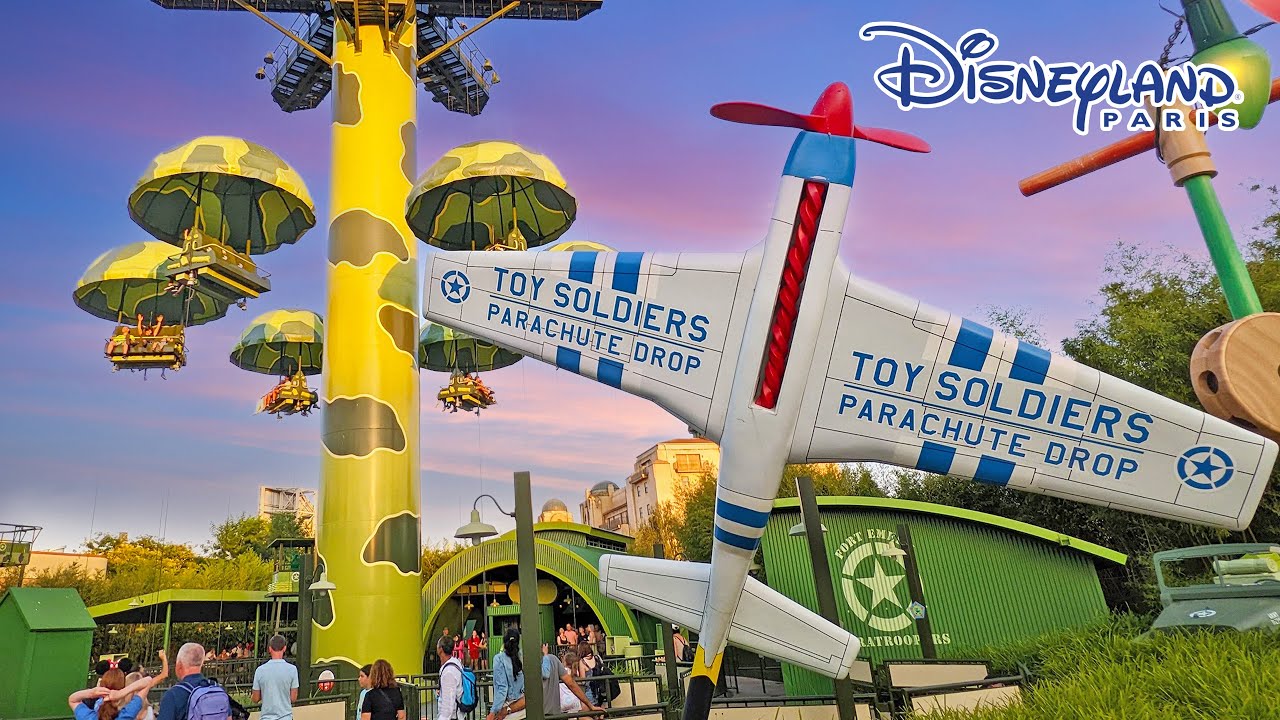 Toy Soldiers Parachute Drop Twilight Ride Disneyland Paris [4K] YouTube